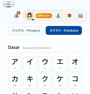 Hiragana dan katakana, sampai lancar baca. 2